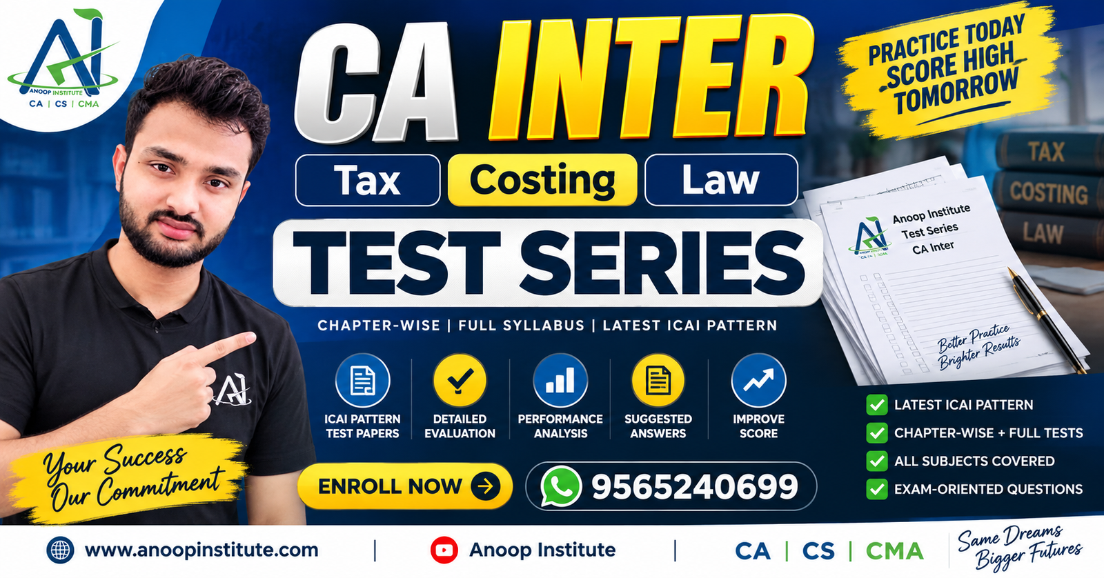 CA Inter Tax, Costing & Law Test Series 2027 – Anoop Institute