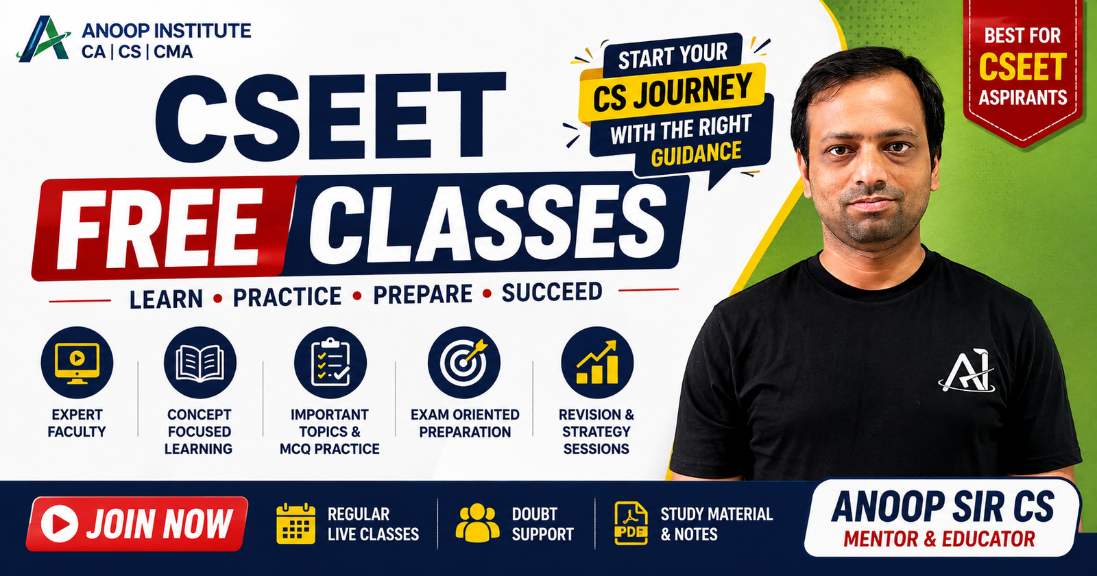 CSEET Free Classes – Learn, Practice & Prepare with Anoop Institute
