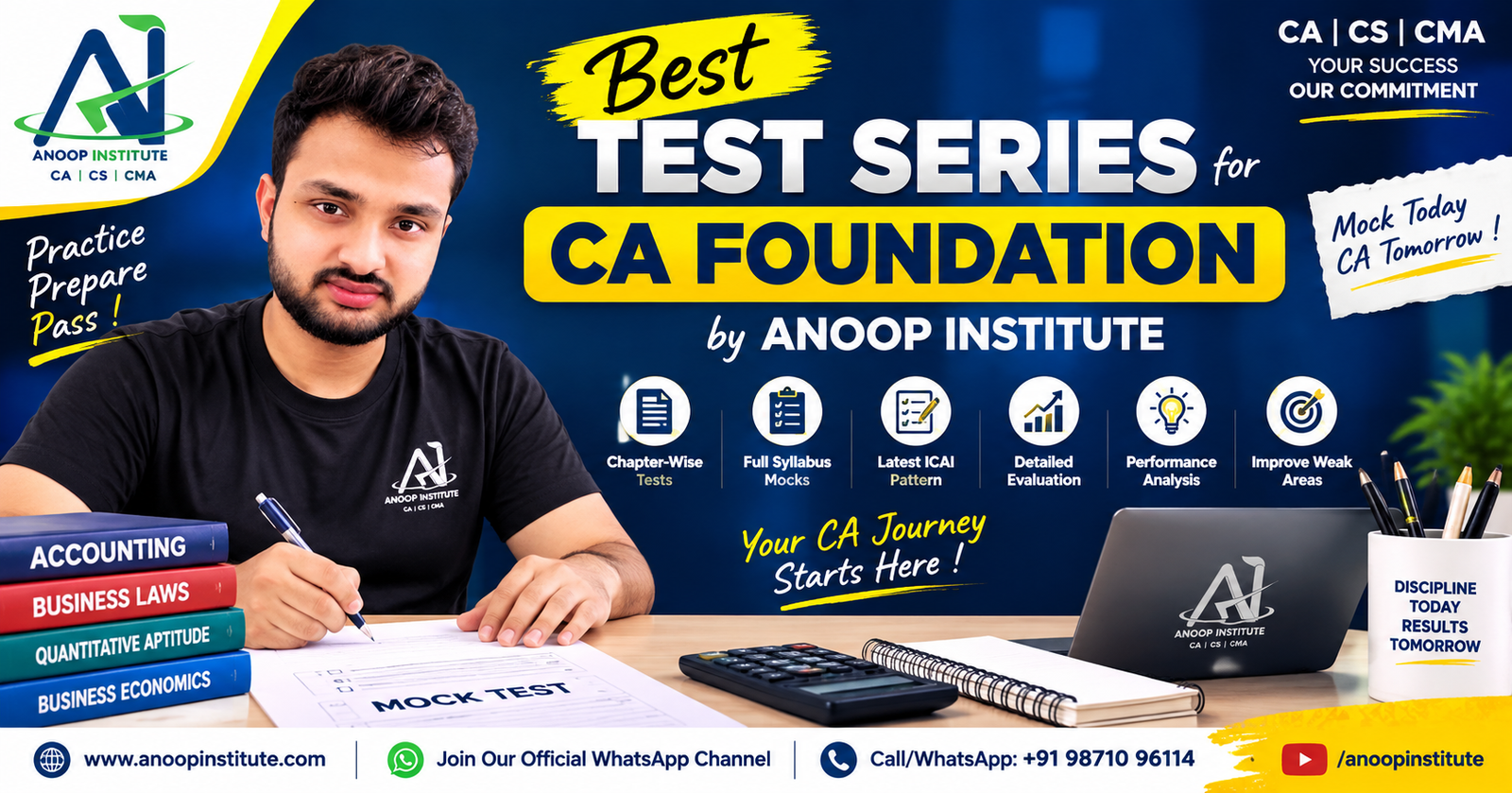 ICAI CA Foundation Mock Test Papers 2026 – Free Practice Tests | Anoop Institute