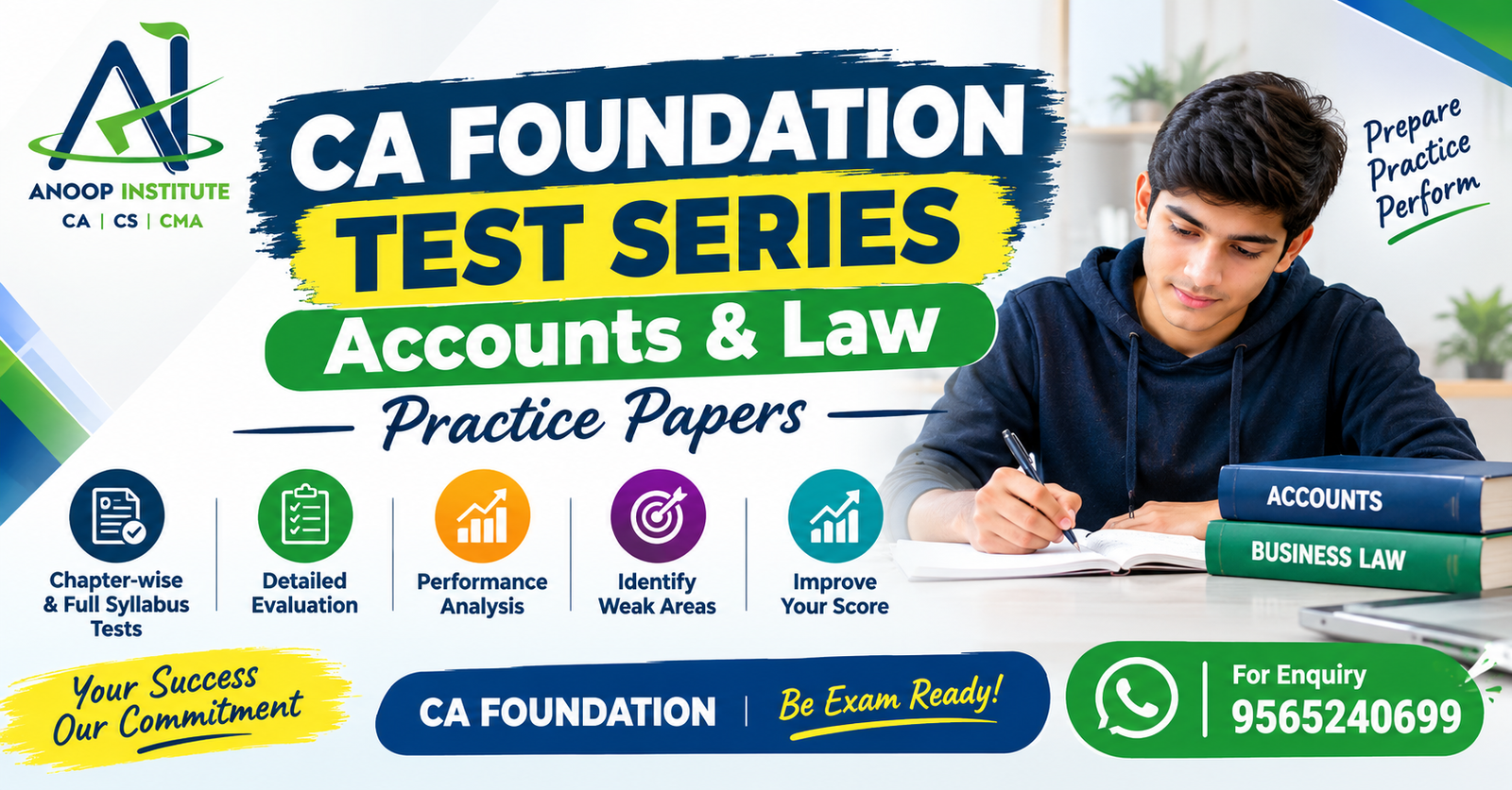 Best CA Foundation Test Series 2026 | Accounts & Law Test Papers – Anoop Institute
