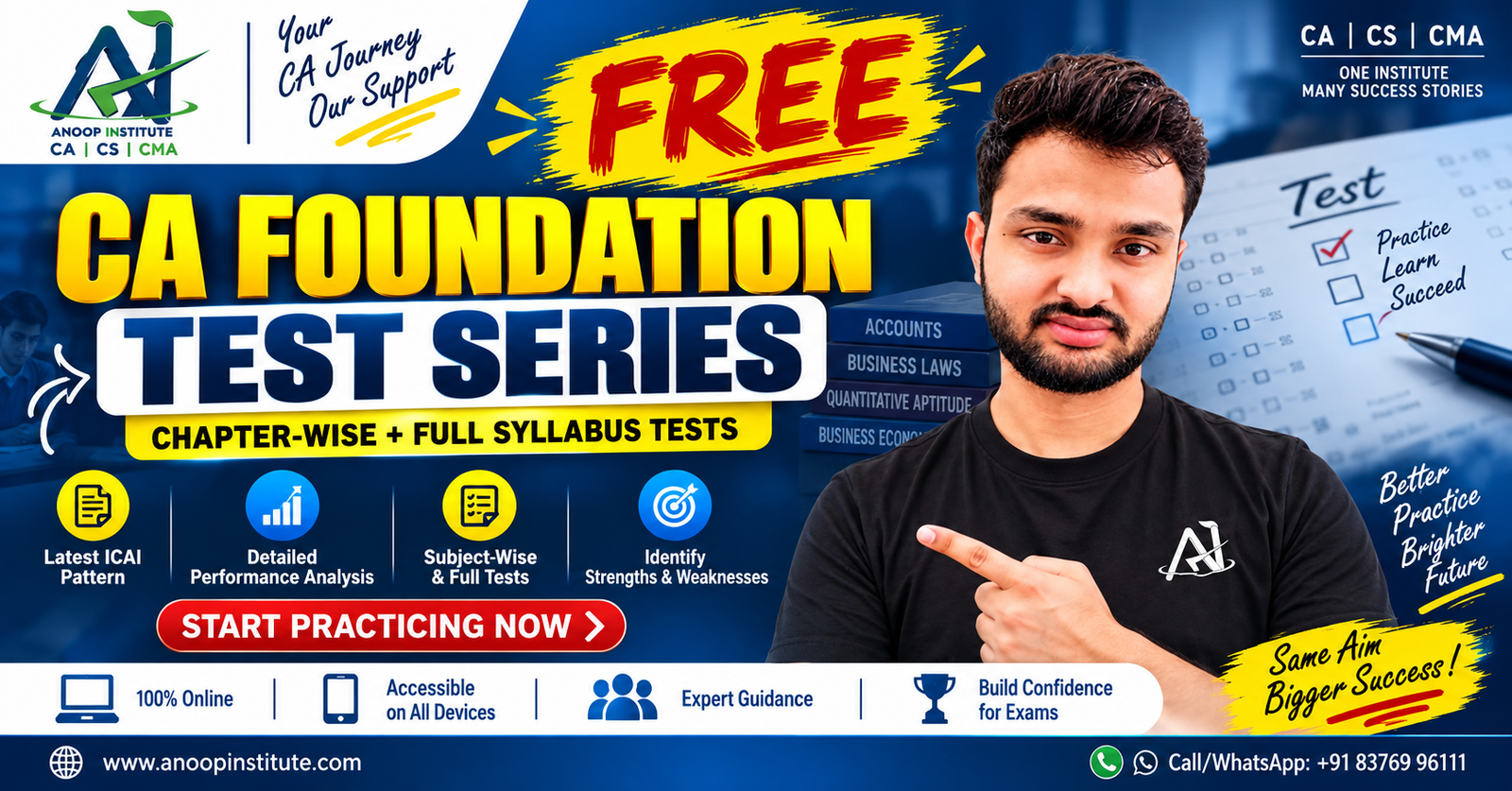 Free CA Foundation Test Series 2027 by Anoop Institute – Practice & Crack It Right