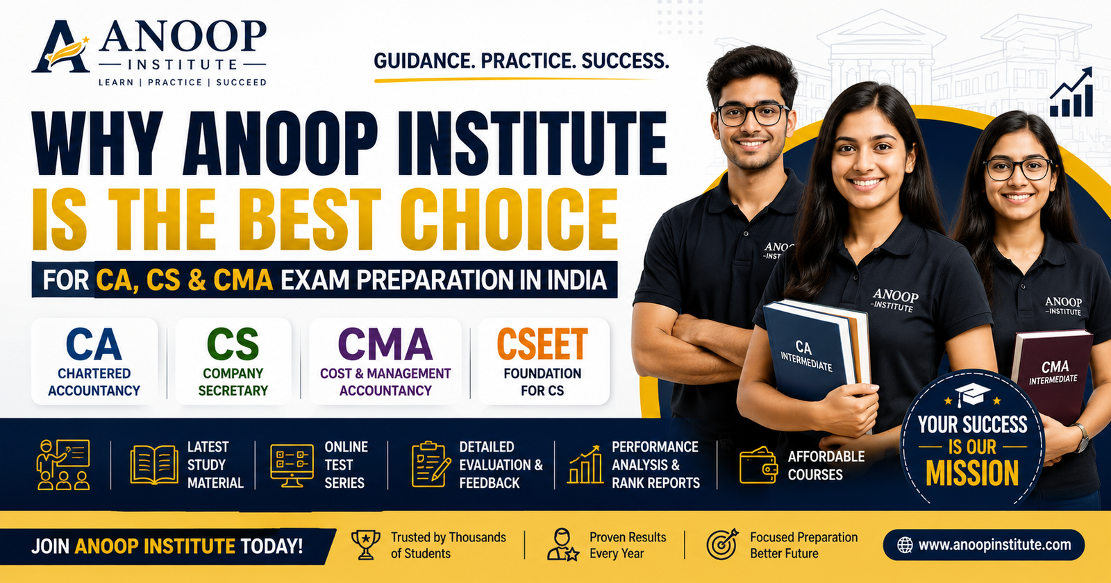 Why Anoop Institute is the Best Choice for CA, CS & CMA Exam Preparation in India